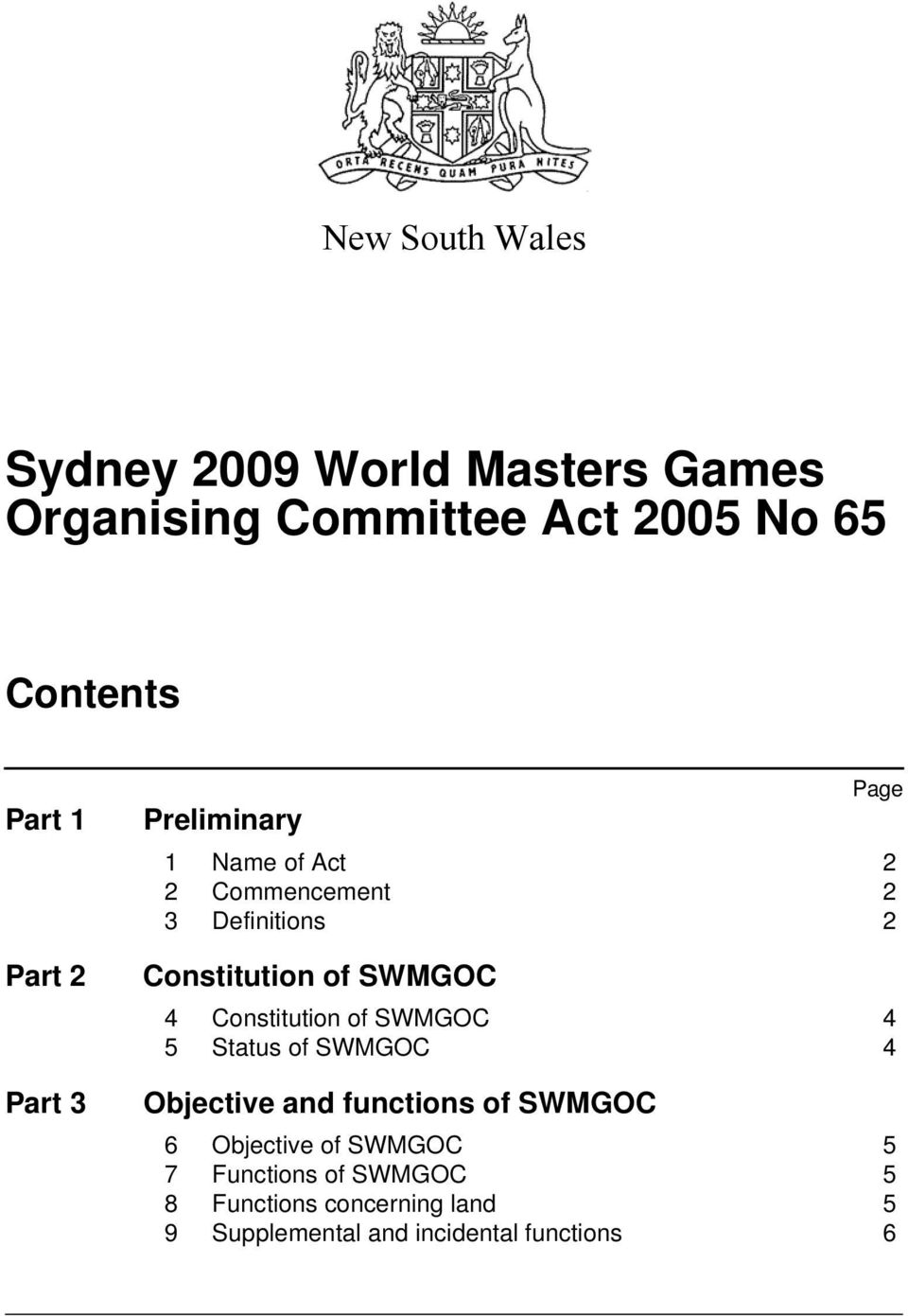 SWMGOC 4 Constitution of SWMGOC 4 5 Status of SWMGOC 4 Objective and functions of SWMGOC 6 Objective