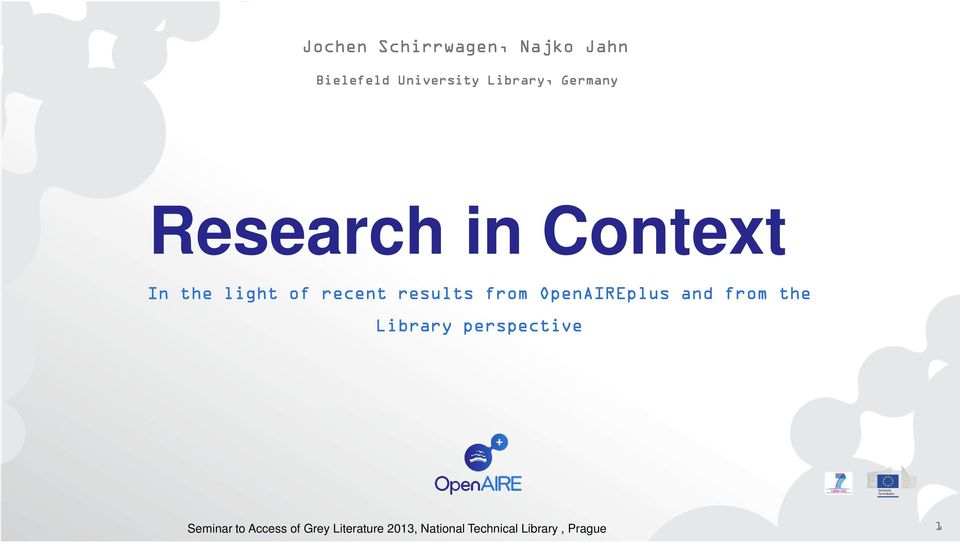 from OpenAIREplus and from the Library perspective Seminar to