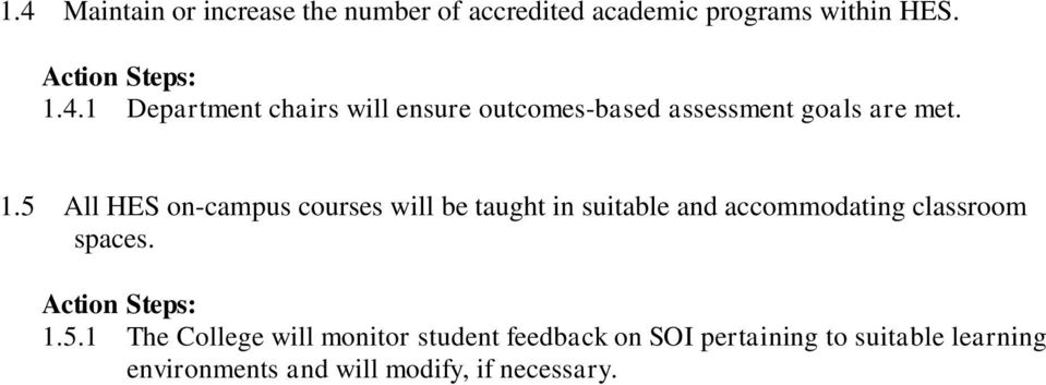 5.1 The College will monitor student feedback on SOI pertaining to suitable learning