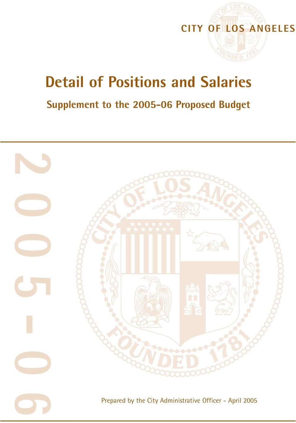 Proposed Budget 2005-06 Prepared by the