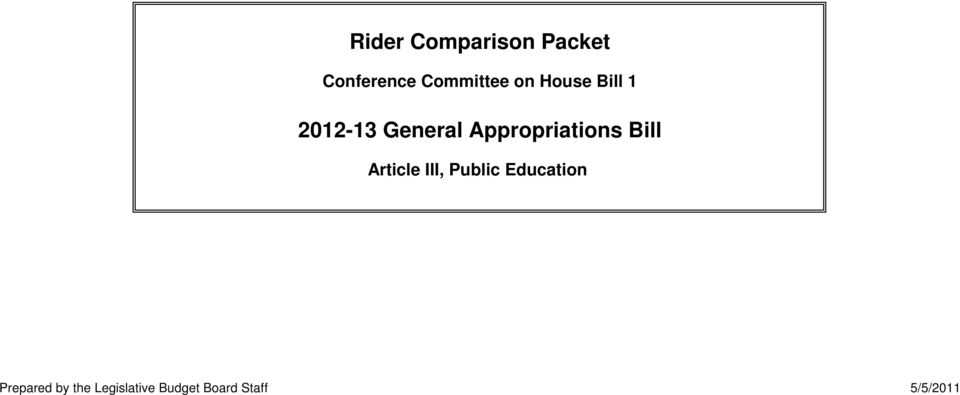 Appropriations Bill Article III, Public
