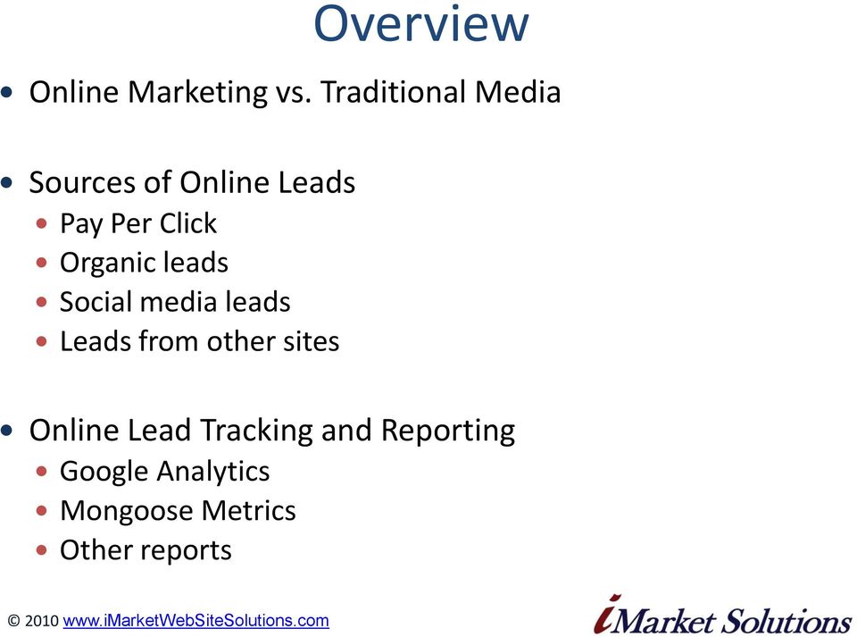 Organic leads Social media leads Leads from other sites