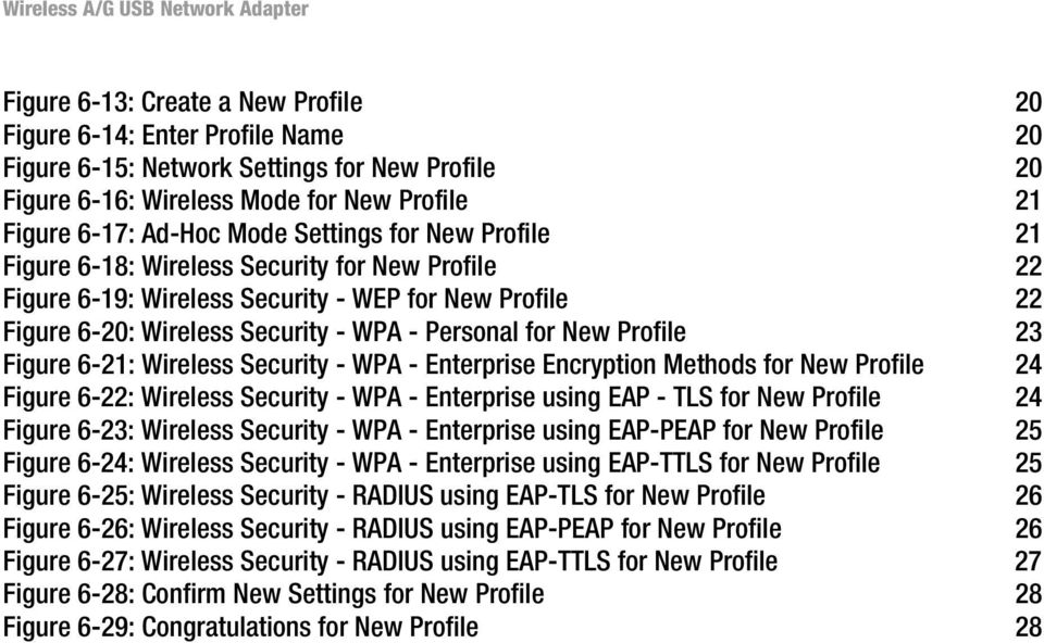 23 Figure 6-21: Wireless Security - WPA - Enterprise Encryption Methods for New Profile 24 Figure 6-22: Wireless Security - WPA - Enterprise using EAP - TLS for New Profile 24 Figure 6-23: Wireless