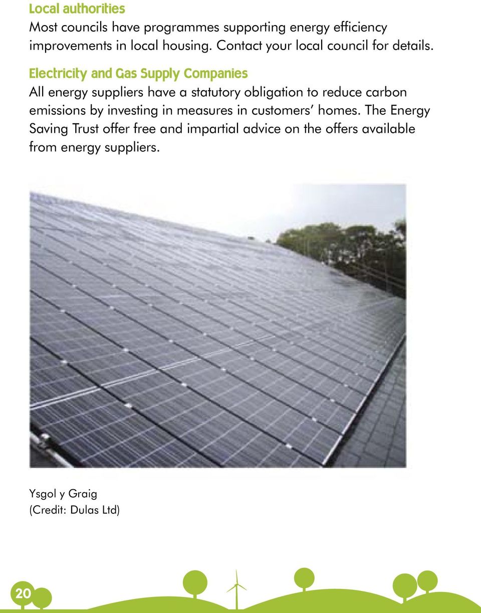 Electricity and Gas Supply Companies All energy suppliers have a statutory obligation to reduce carbon