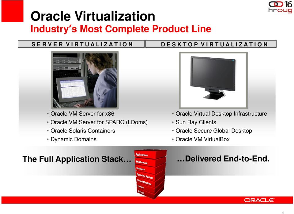 (LDoms) Oracle Solaris Containers Dynamic Domains Oracle Virtual Desktop Infrastructure Sun Ray