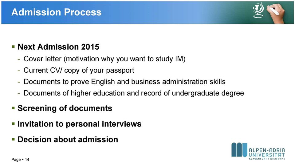 administration skills - Documents of higher education and record of undergraduate