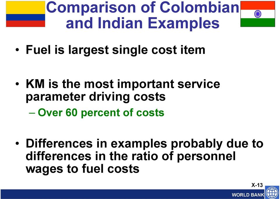 costs Over 60 percent of costs Differences in examples probably bl