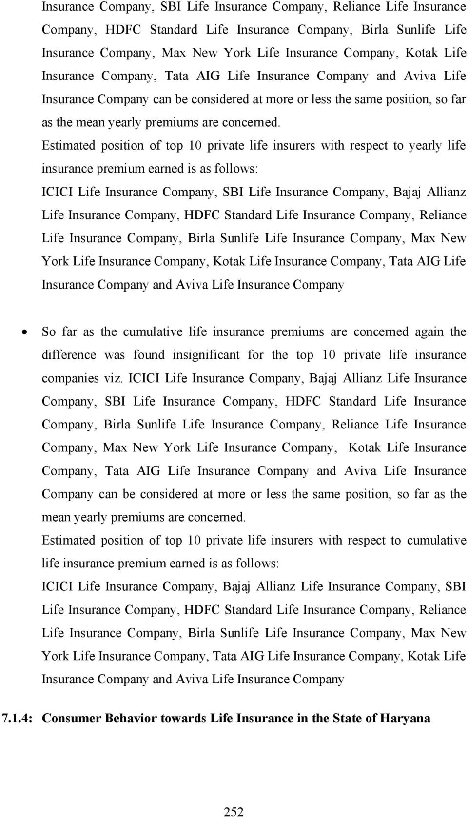 Estimated position of top 10 private life insurers with respect to yearly life insurance premium earned is as follows: ICICI Life Insurance Company, SBI Life Insurance Company, Bajaj Allianz Life