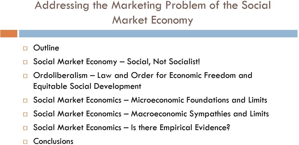 Development Social Market Economics Microeconomic Foundations and Limits