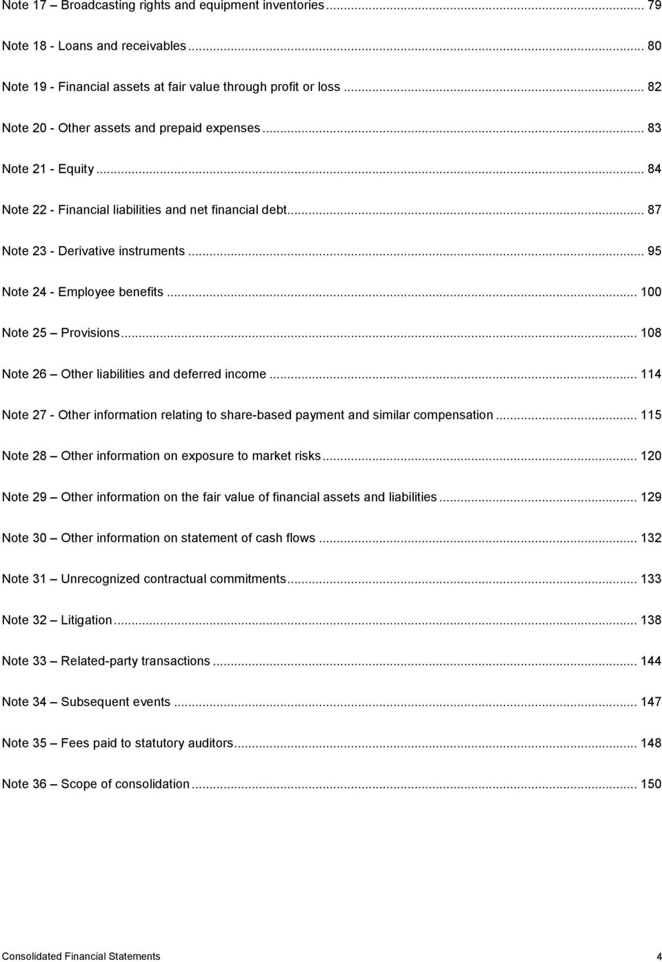 .. 95 Note 24 - Employee benefits... 100 Note 25 Provisions... 108 Note 26 Other liabilities and deferred income.