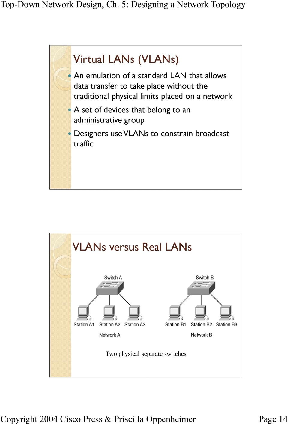 of devices that belong to an administrative group Designers use VLANs to