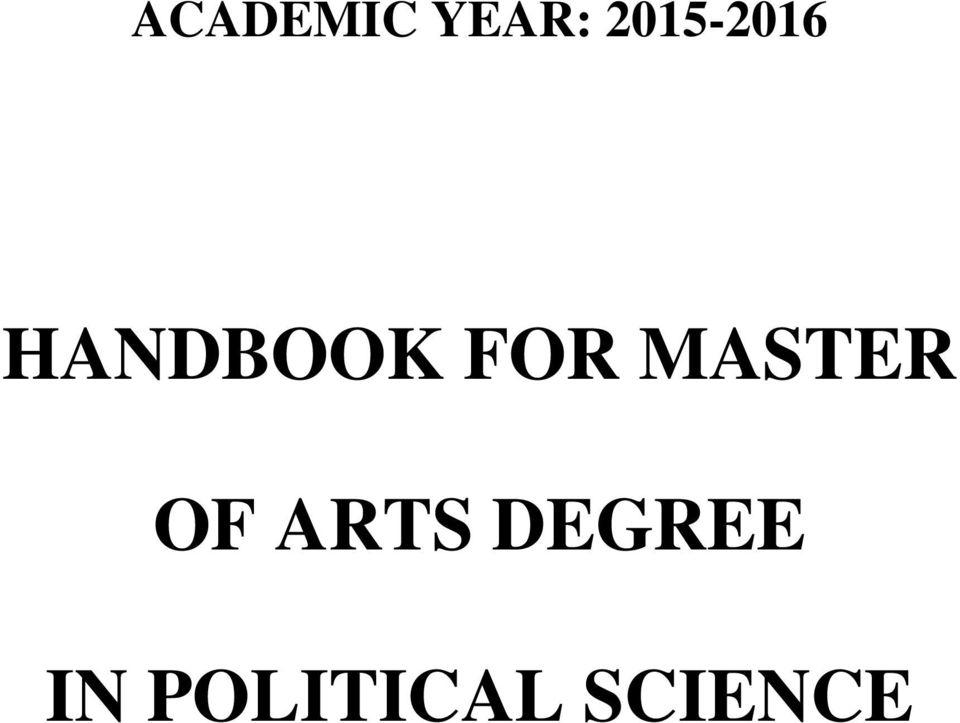 FOR MASTER OF ARTS