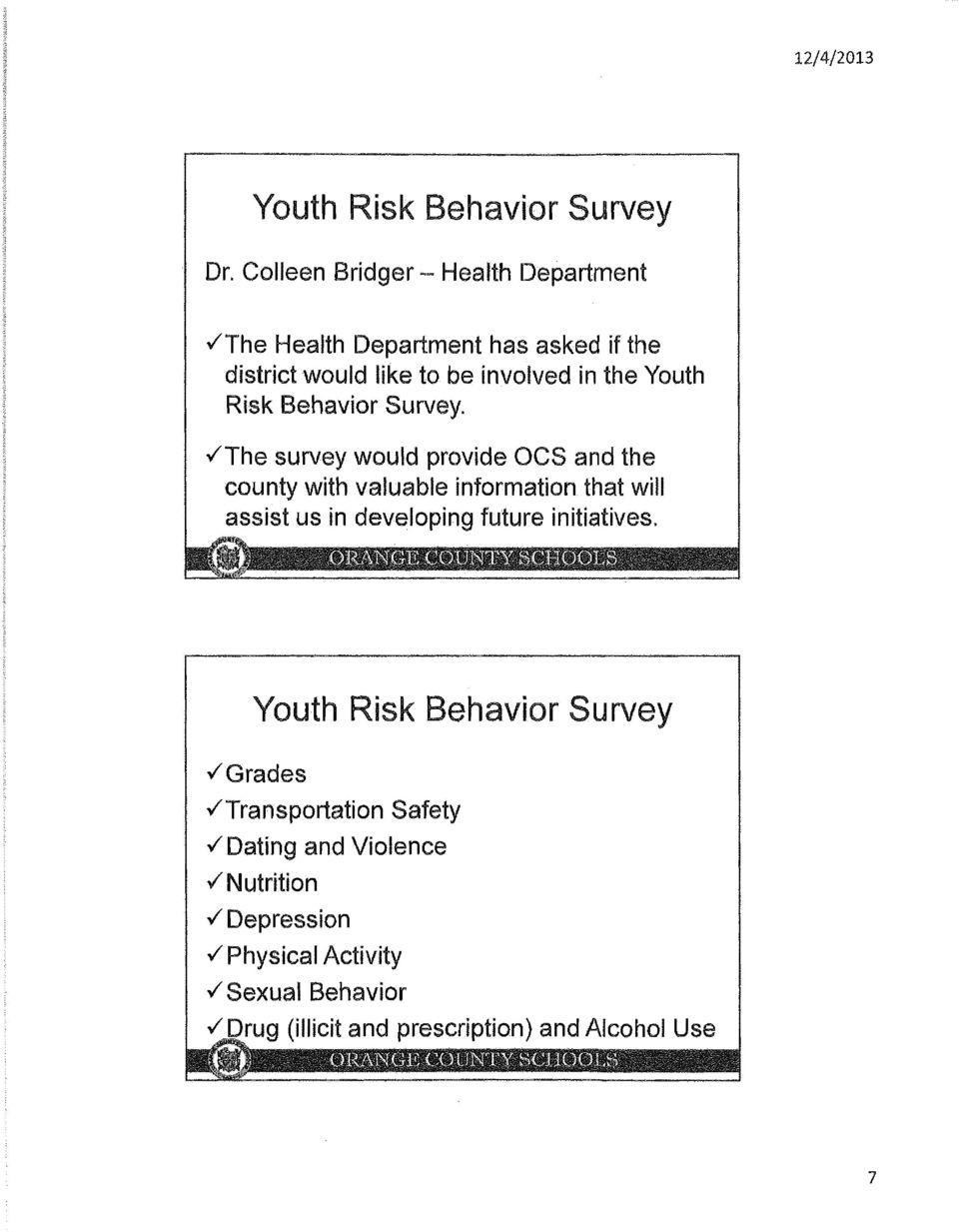 Risk Behavior Survey.