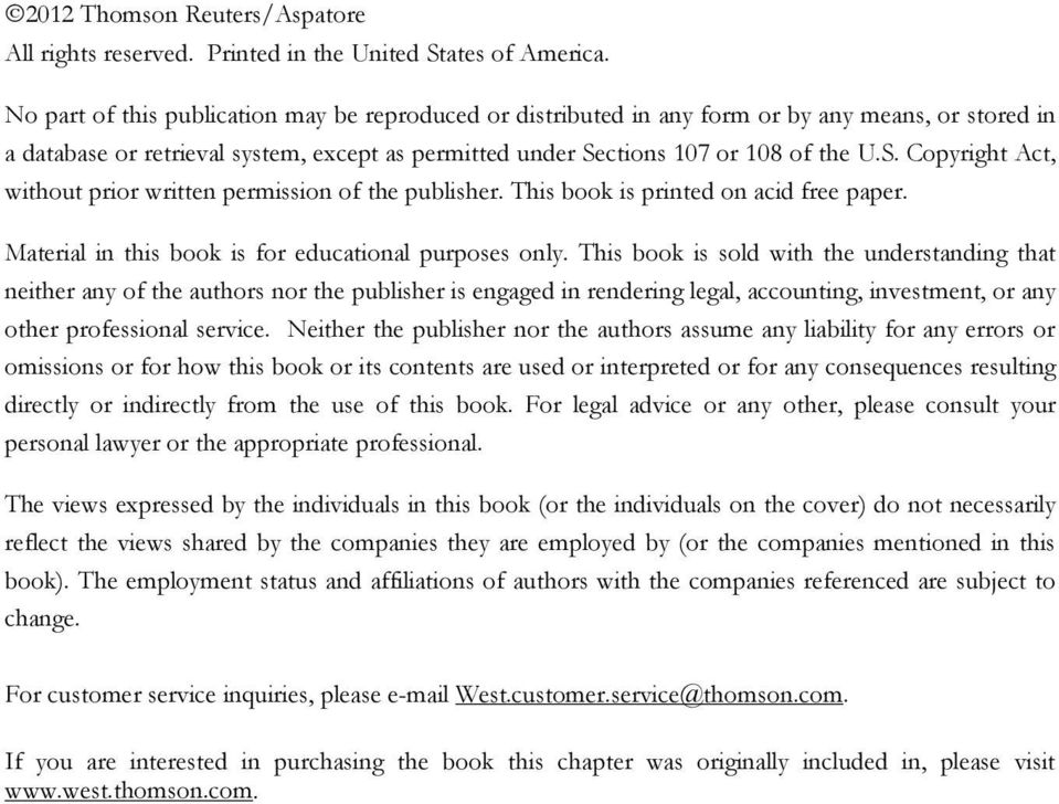 ctions 107 or 108 of the U.S. Copyright Act, without prior written permission of the publisher. This book is printed on acid free paper. Material in this book is for educational purposes only.