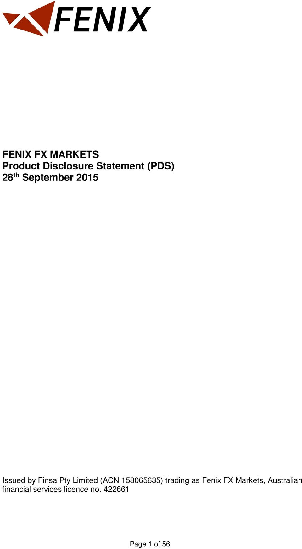 (ACN 158065635) trading as Fenix FX Markets,