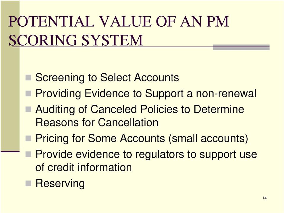 to Determine Reasons for Cancellation Pricing for Some Accounts (small