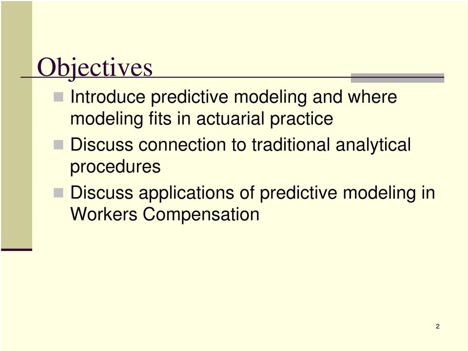 connection to traditional analytical procedures