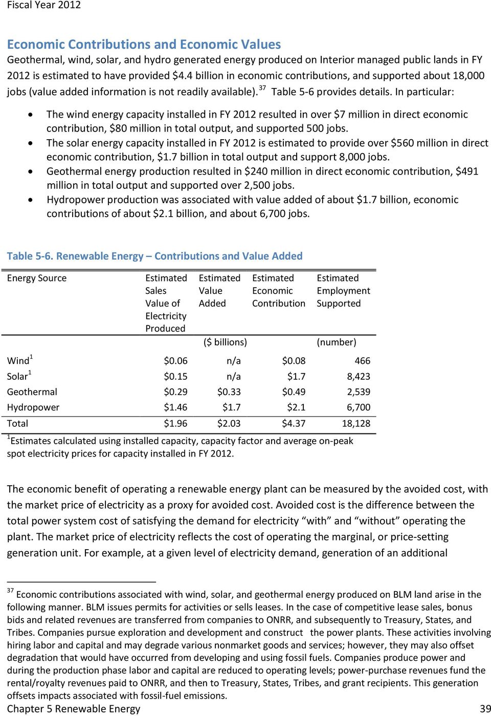 In particular: The wind energy capacity installed in FY 2012 resulted in over $7 million in direct economic contribution, $80 million in total output, and supported 500 jobs.