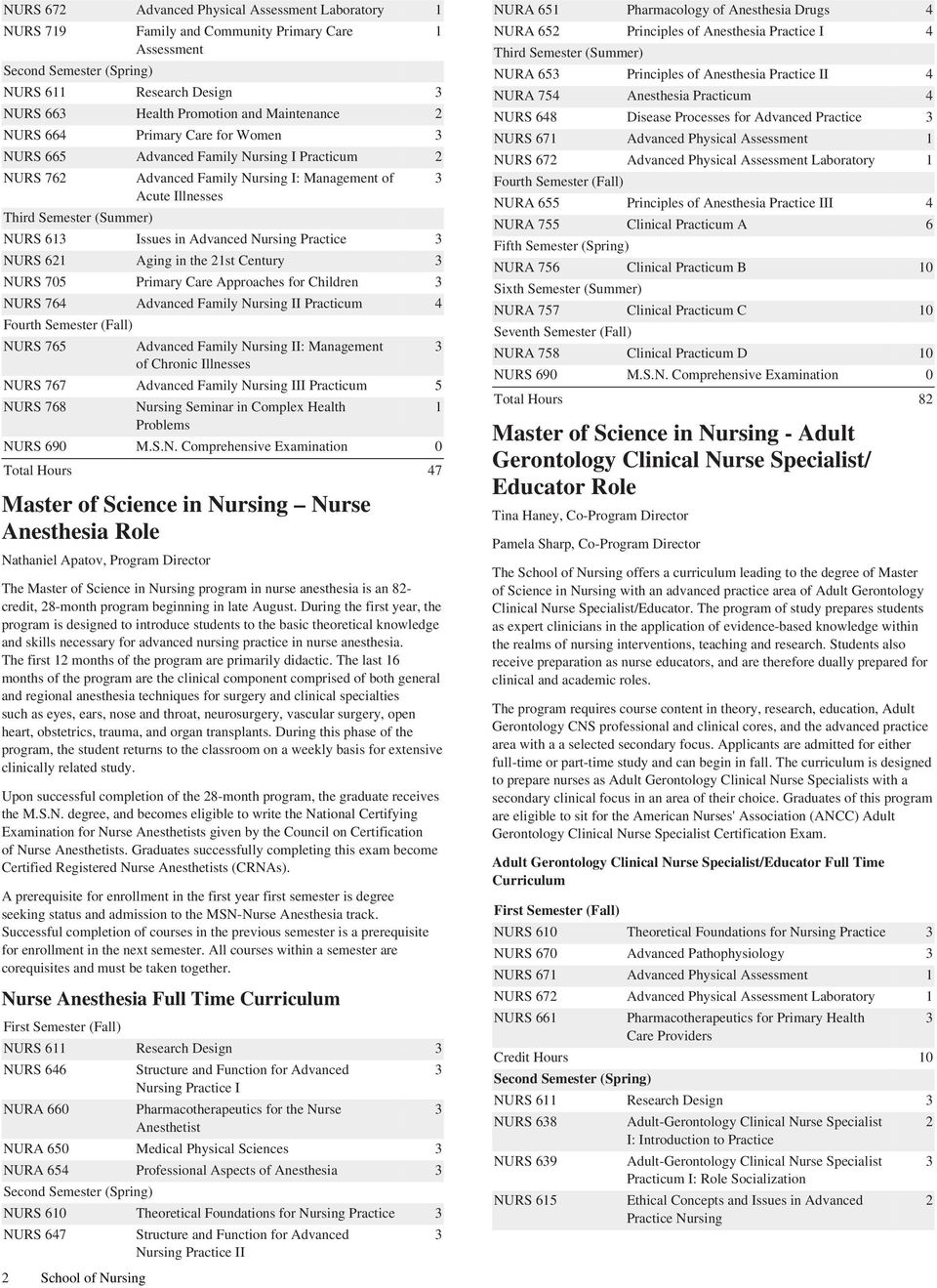 Approaches for Children NURS 76 Advanced Family Nursing II Practicum NURS 765 Advanced Family Nursing II: of Chronic Illnesses NURS 767 Advanced Family Nursing III Practicum 5 NURS 768 Nursing
