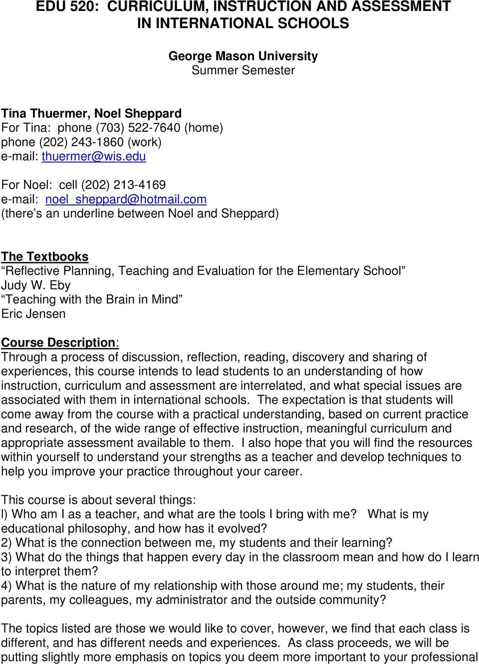com (there s an underline between Noel and Sheppard) The Textbooks Reflective Planning, Teaching and Evaluation for the Elementary School Judy W.