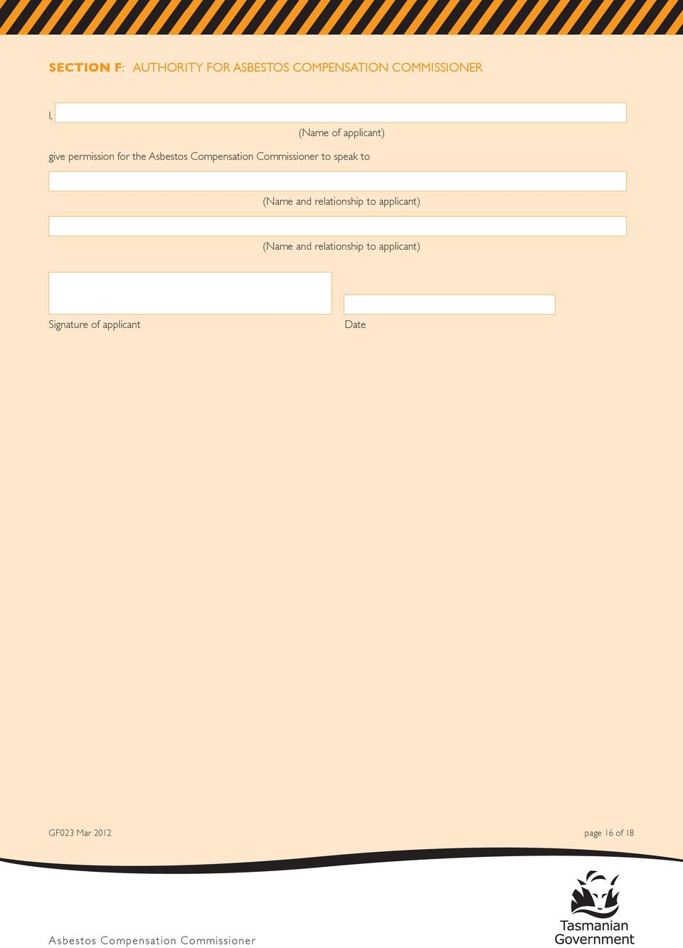 (Name and relationship to applicant) (Name and relationship