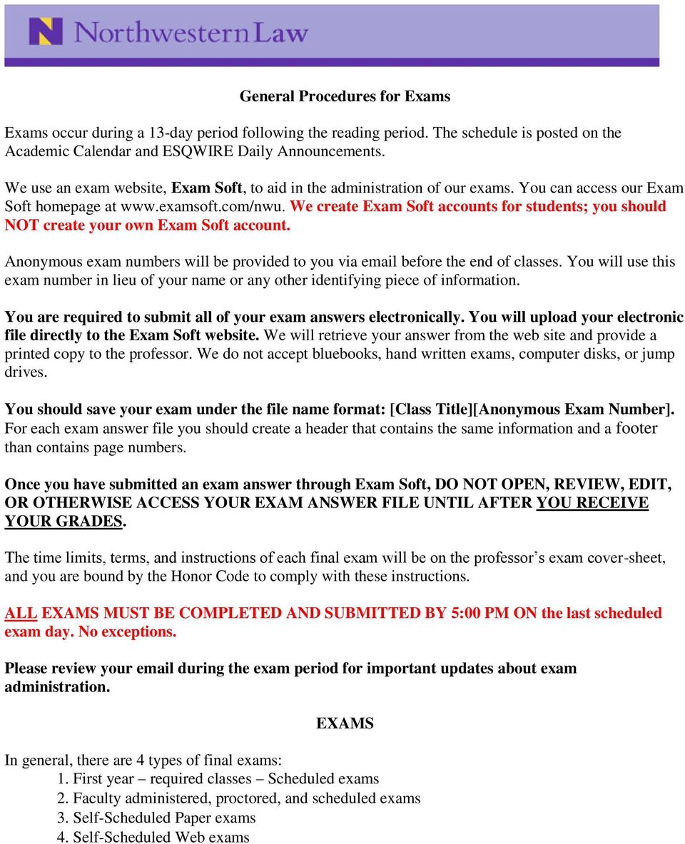 General Procedures For Exams Pdf Free Download