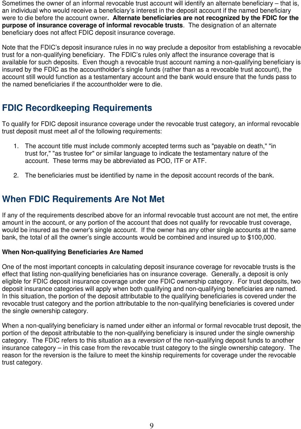 Table Of Contents Chapter 1 Introduction To Fdic Deposit