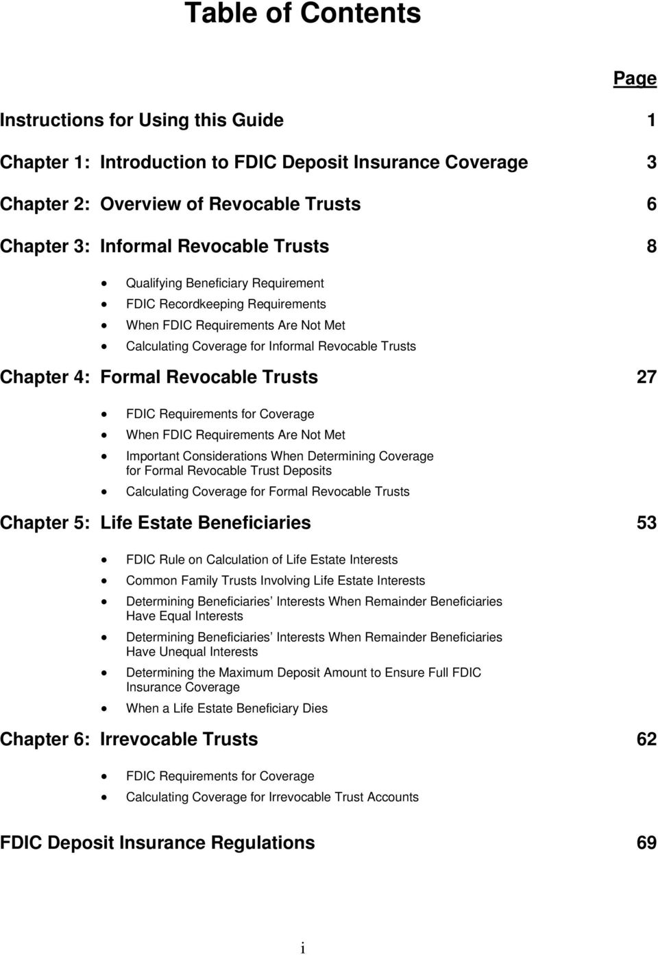Table Of Contents Chapter 1 Introduction To Fdic Deposit Insurance Coverage Chapter 2 Overview Of Revocable Trusts 6 Pdf Free Download