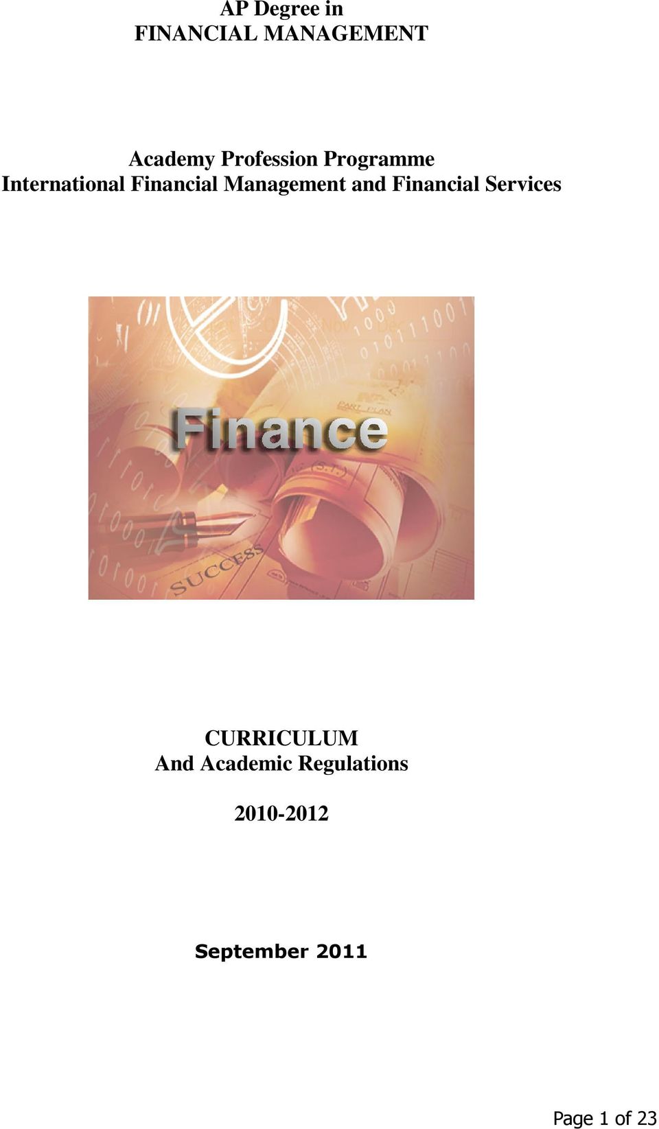 Management and Financial Services CURRICULUM And