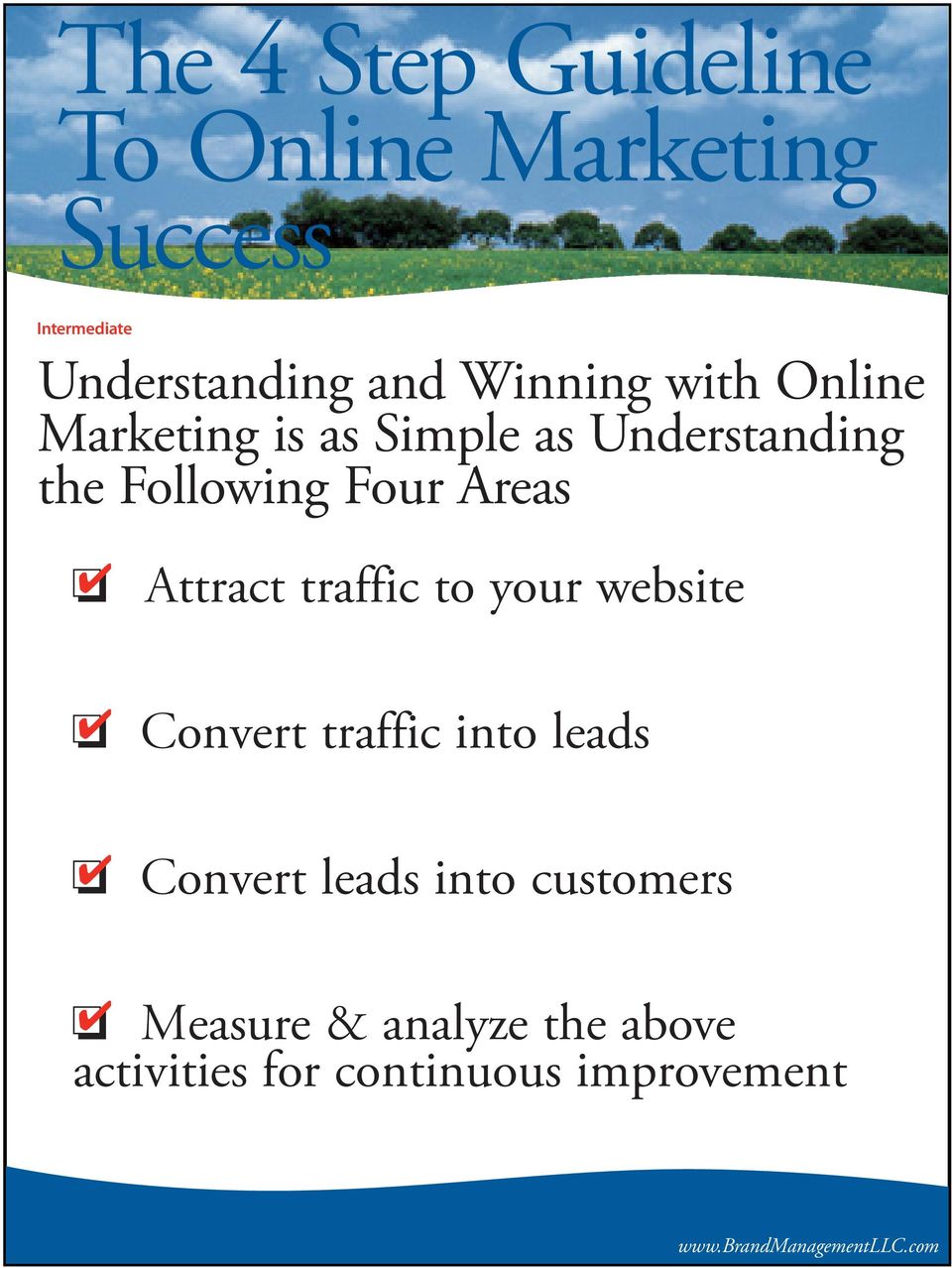 Attract traffic to your website Convert traffic into leads Convert leads into