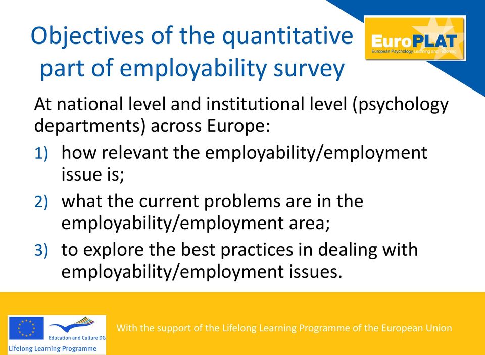 employability/employment issue is; 2) what the current problems are in the