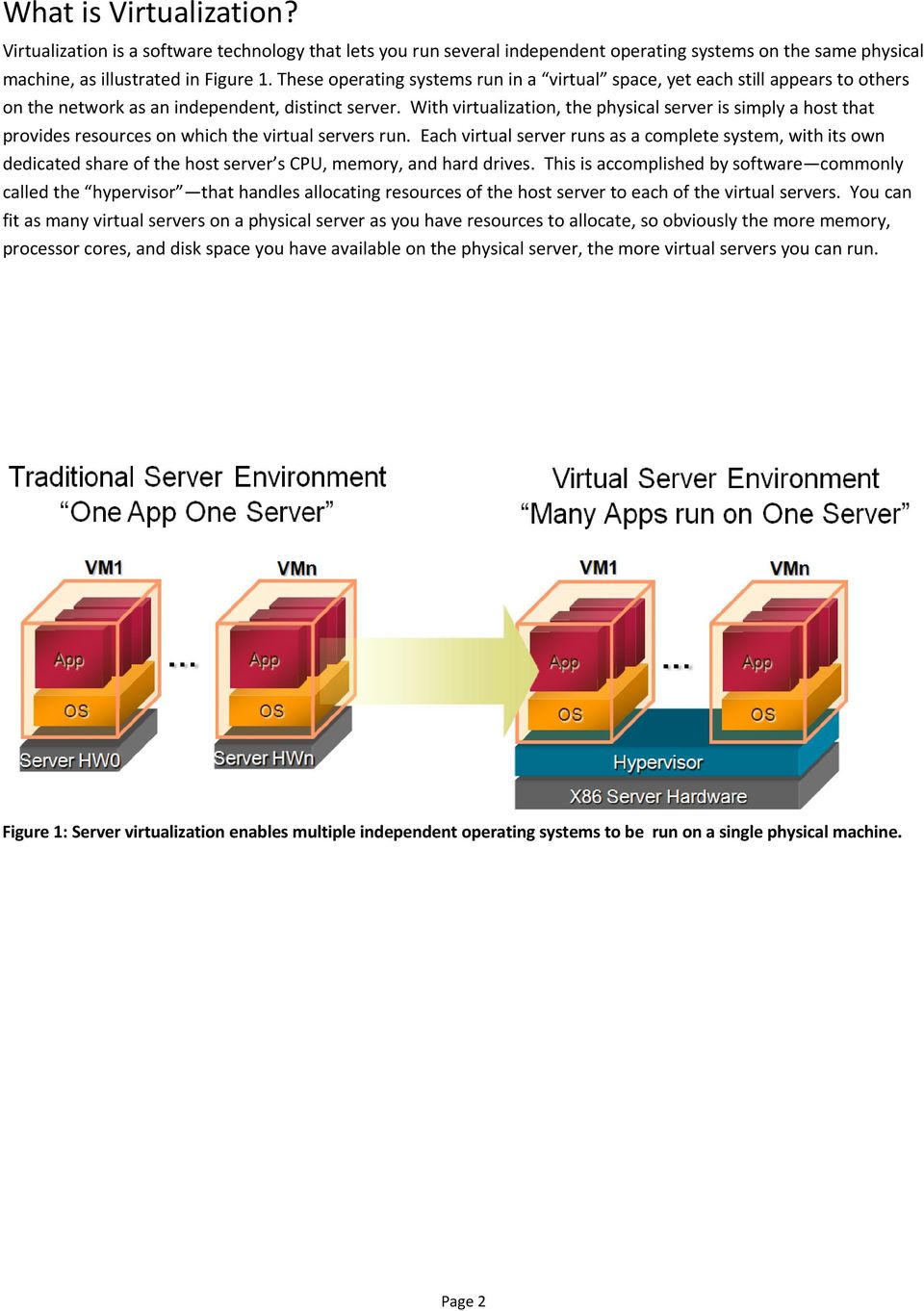 With virtualization, the physical server is simply a host that provides resources on which the virtual servers run.
