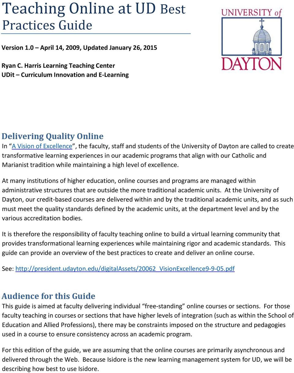 Teaching Online At Ud Best Practices Guide Pdf Free Download