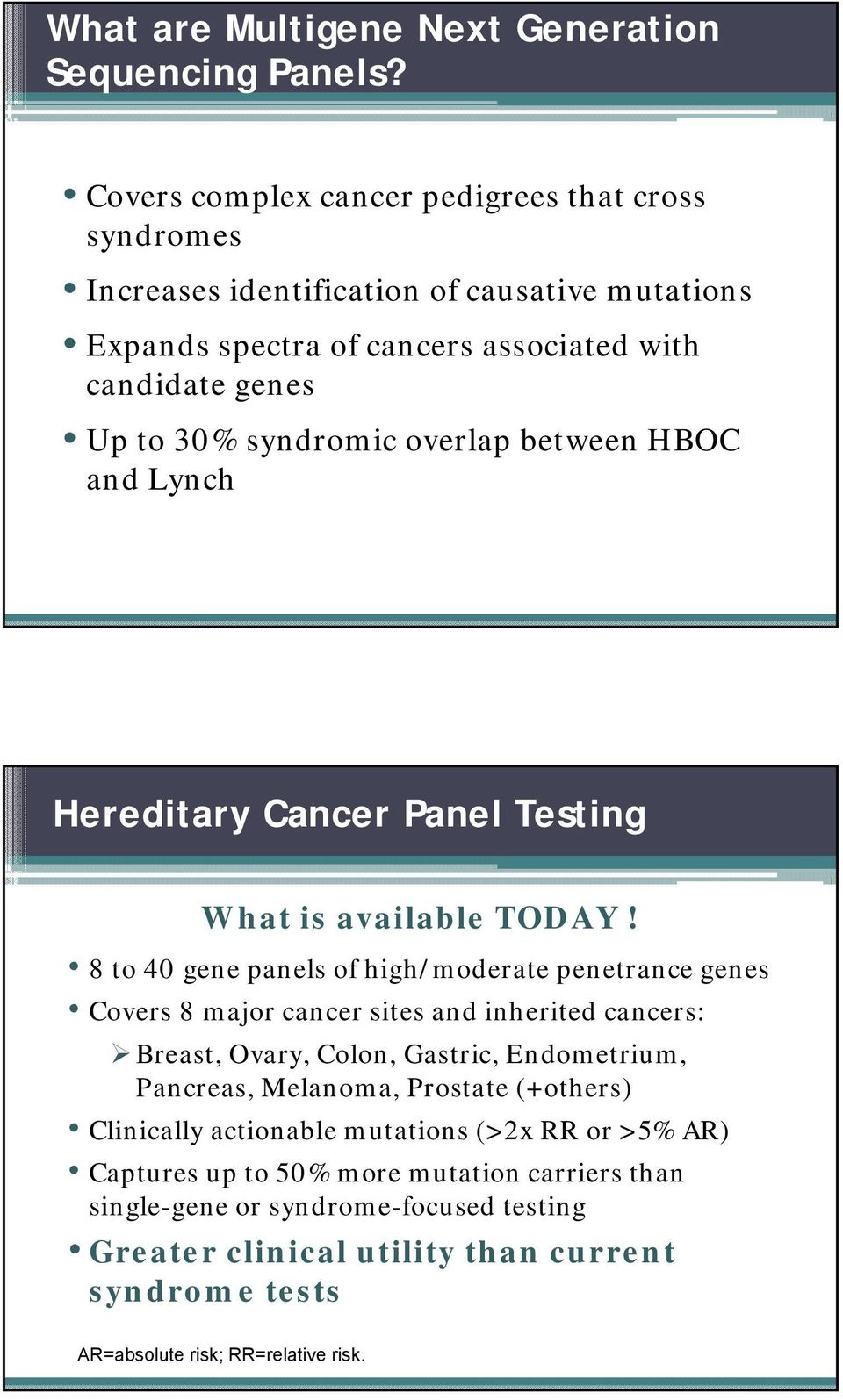 overlap between HBOC and Lynch Hereditary Cancer Panel Testing What is available TODAY!
