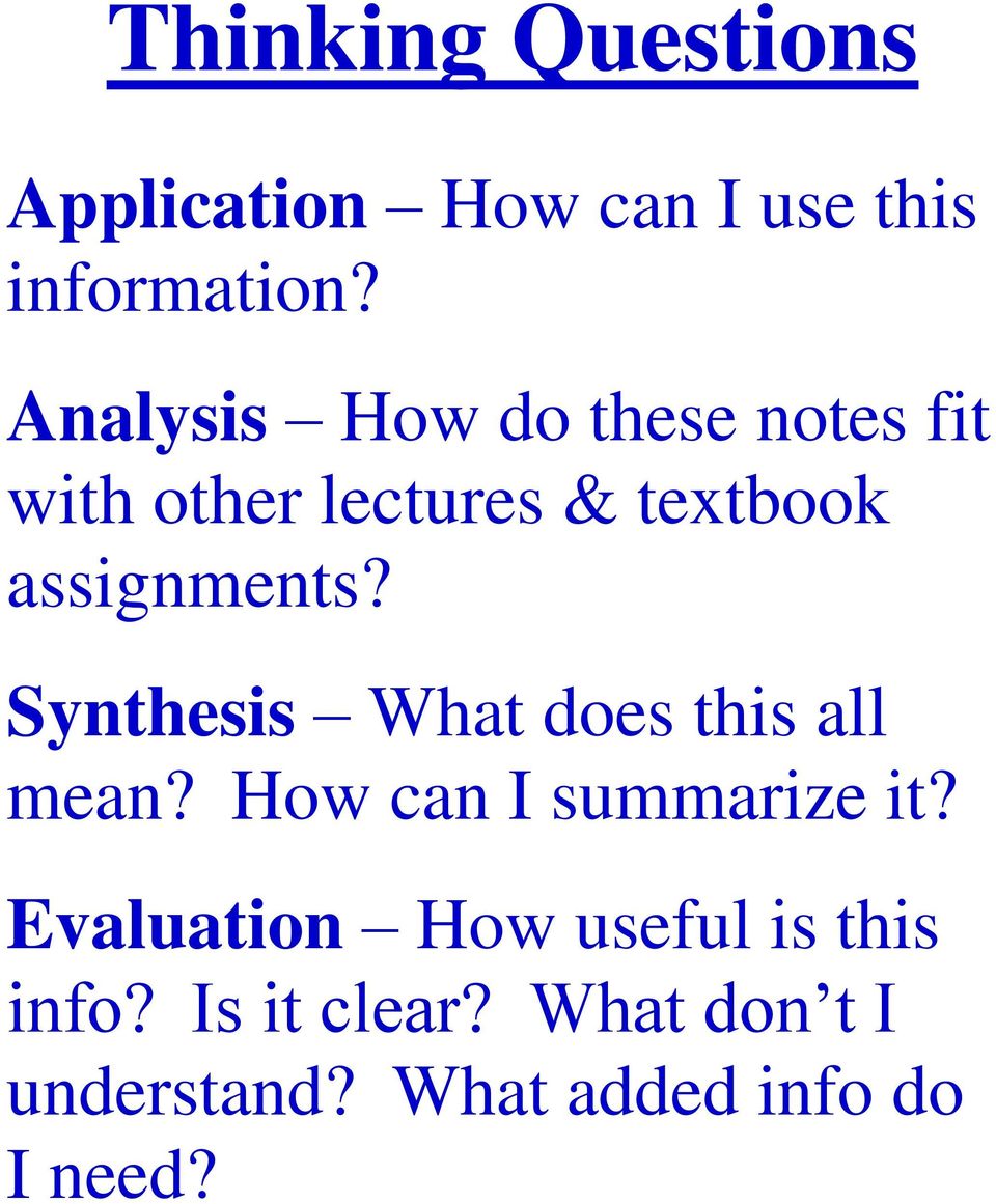 Synthesis What does this all mean? How can I summarize it?