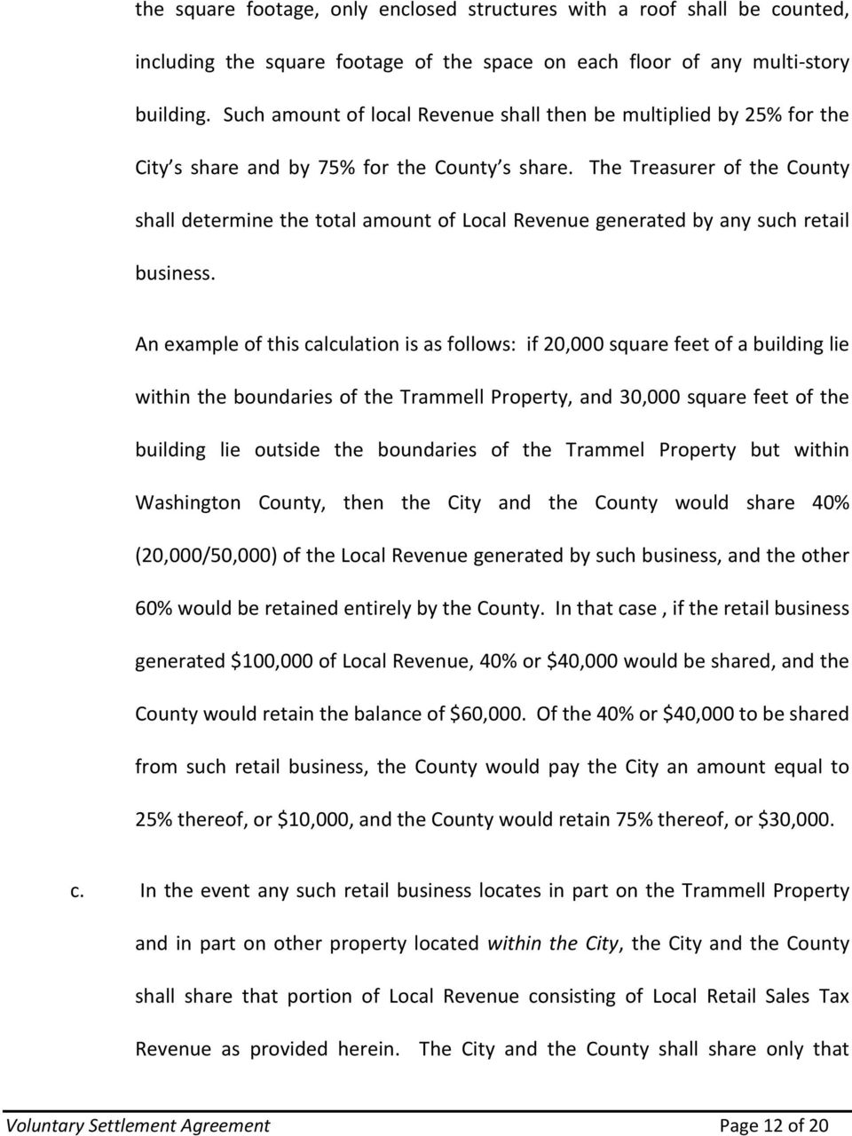 The Treasurer of the County shall determine the total amount of Local Revenue generated by any such retail business.