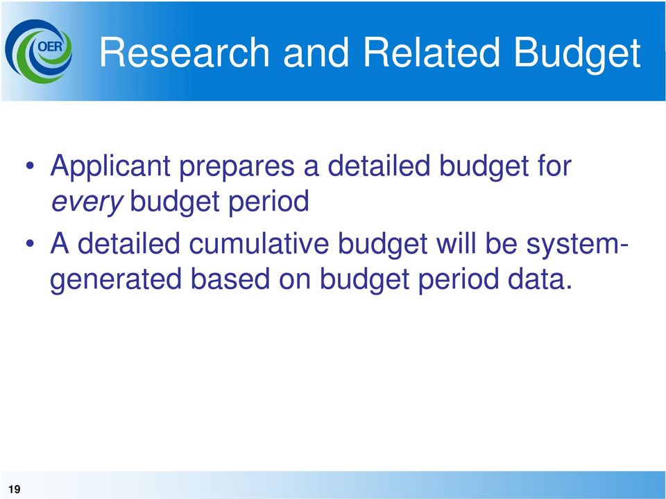 period A detailed cumulative budget will be