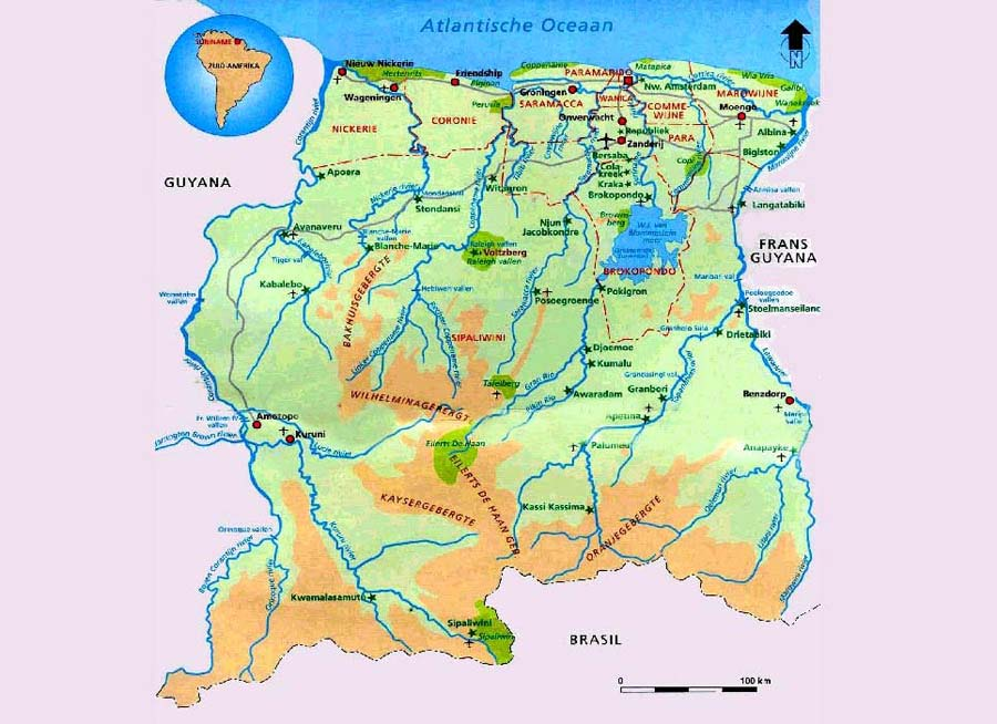 Figure 1 - Map of Suriname Objectives The broad objective of the JSMP is to set guidelines for an effective management of the area, in order to conserve the crucial monuments of Jodensavanne and