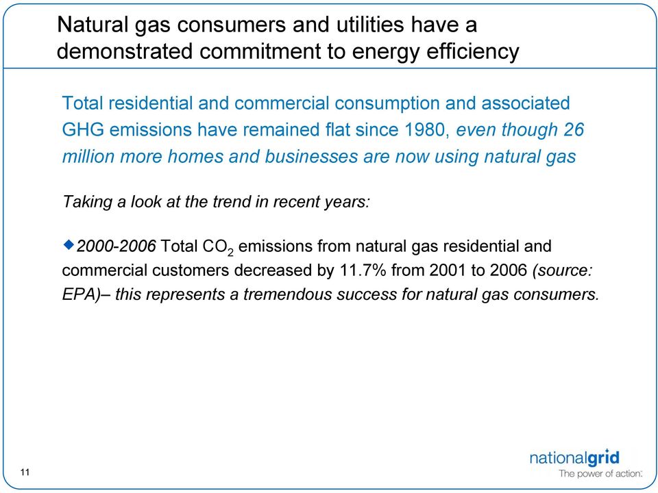 using natural gas Taking a look at the trend in recent years: 2000-2006 Total CO 2 emissions from natural gas residential and
