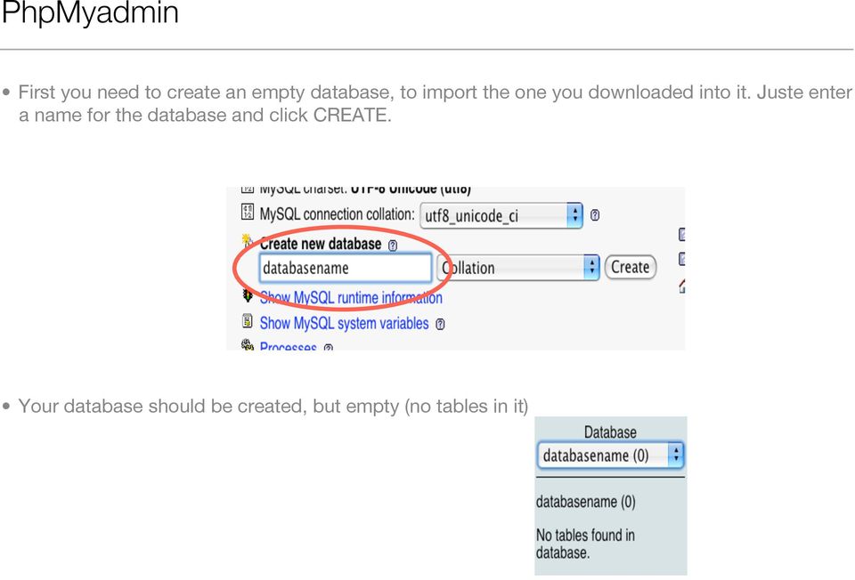 Juste enter a name for the database and click CREATE.