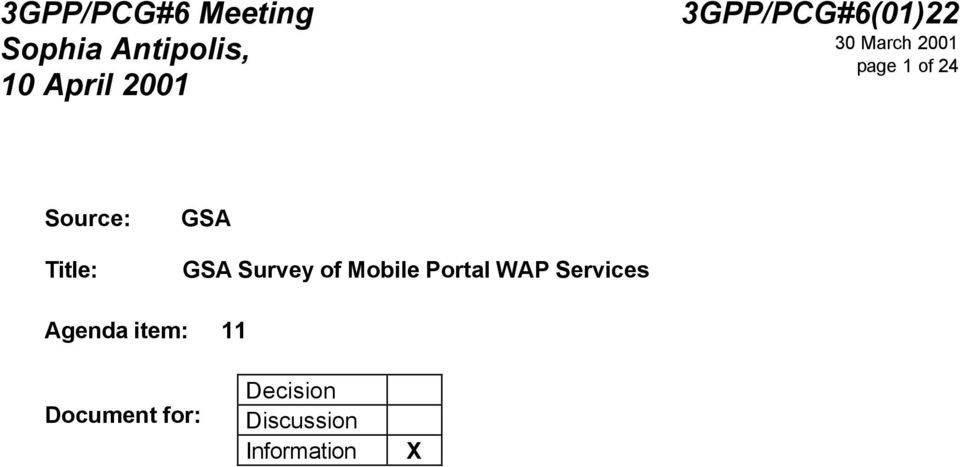 Title: GSA GSA Survey of Mobile Portal WAP Services