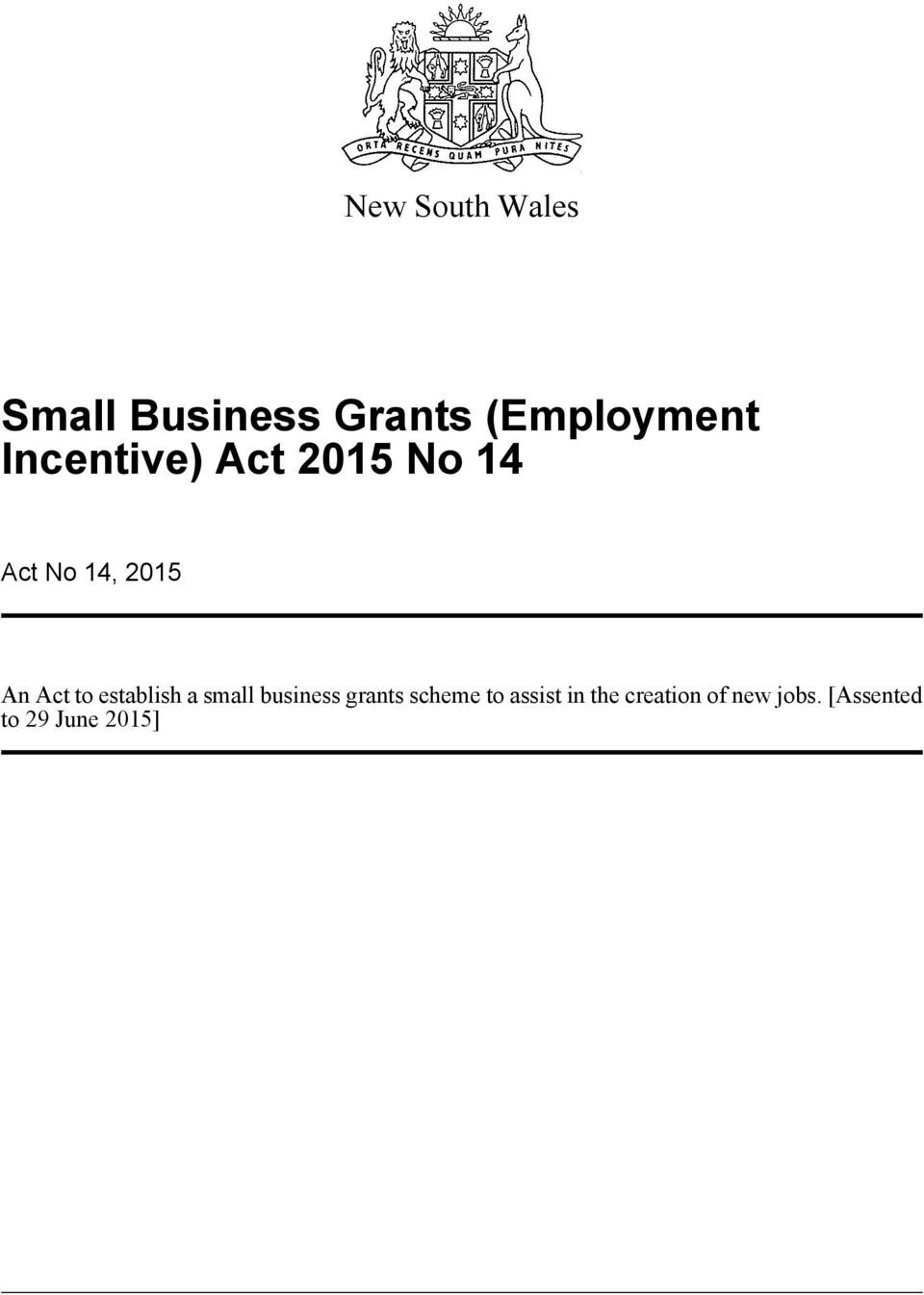 establish a small business grants scheme to assist