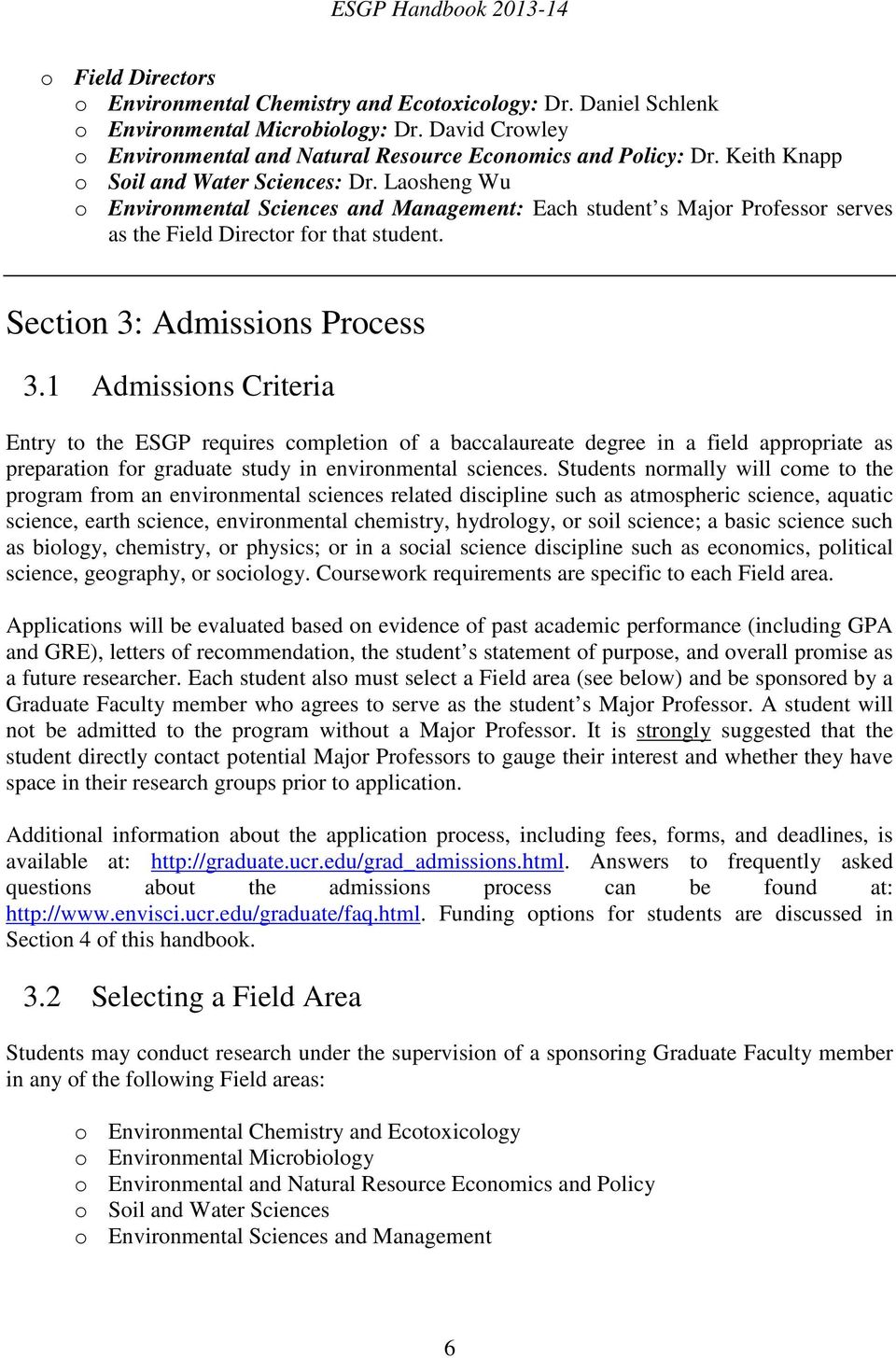 Section 3: Admissions Process 3.