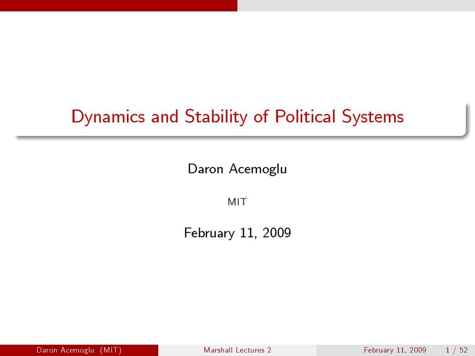 11, 2009 Daron Acemoglu (MIT)