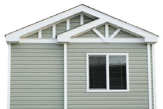 siding, faux stone or Gentek vertical board & batten which is available in the seven driftwood colours.