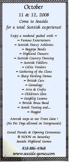 Beth will be presenting speeches and talks at The Seaside Highland Games on