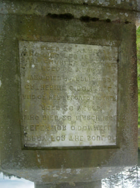 Pray for the soul of // Eleanor O Donnell // who died 29 th March 1861 // aged 20 years // and her beloved mother // Catherine O Donnell // who died 4 th April 1869 // aged 65