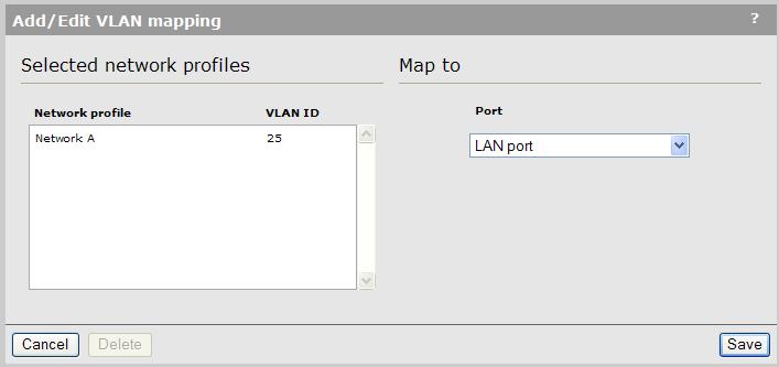 3. Specify a name for the profile and assign a VLAN ID to it. This example uses the profile name Network A and a VLAN ID of 25. Select Save. 4.