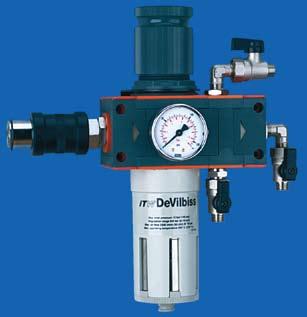 Tamperproof Control Devilbiss Finishline Air Filter Regulator Air Filtration Down To 20 Microns Lockable and Removable