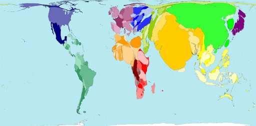 Figure 1. World Map with the size of each territory showing the relative proportion of the world's population living there Source: www.worldmapper.